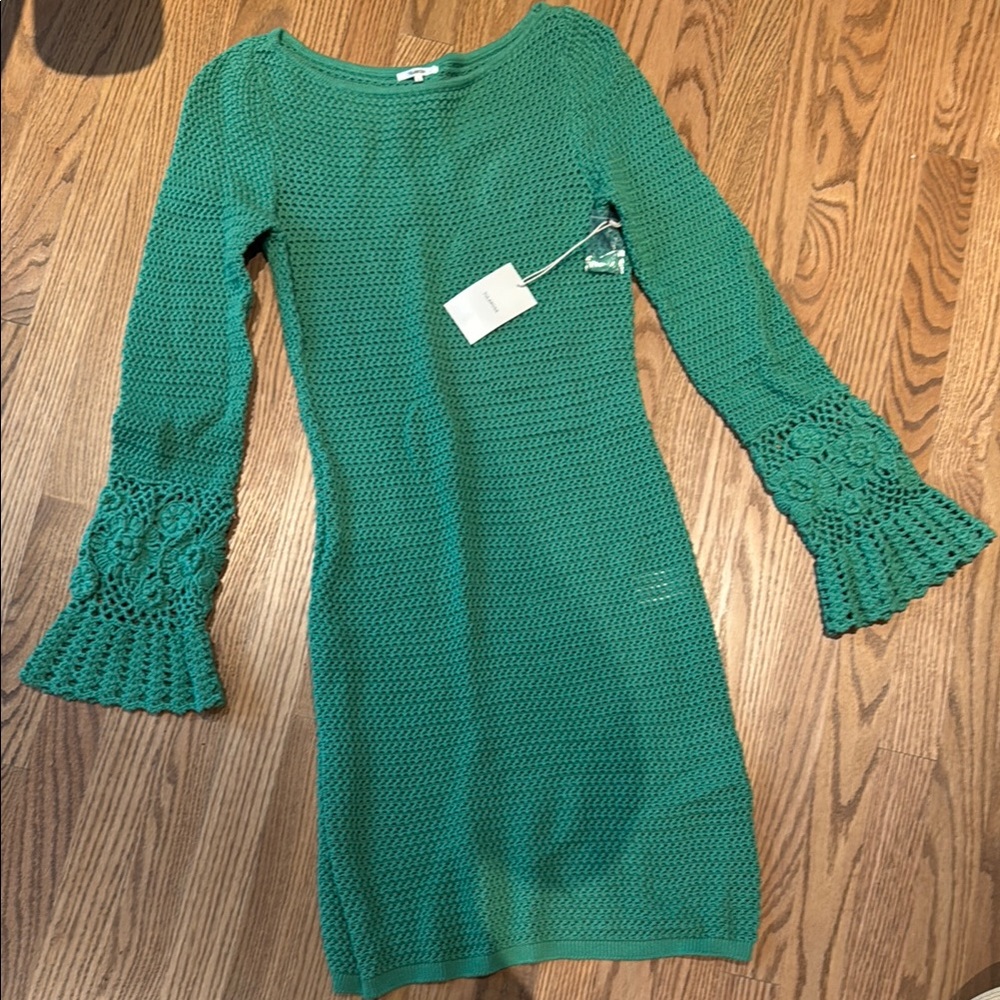 Tularosa Green Crochet Mini Dress